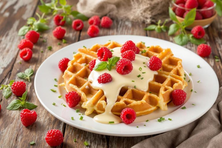 Recette de gaufres au chocolat blanc, framboises et basilic.jpg