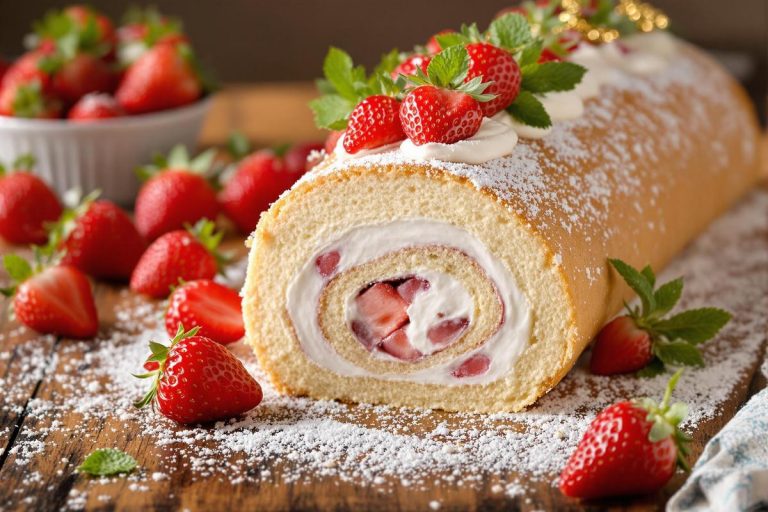 Gâteau roulé aux fraises : une recette légère et facile à réaliser.jpg