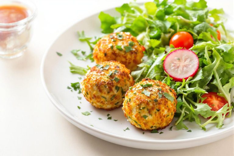 La recette des boulettes de courgette, thon et ricotta à servir avec une salade verte.jpg